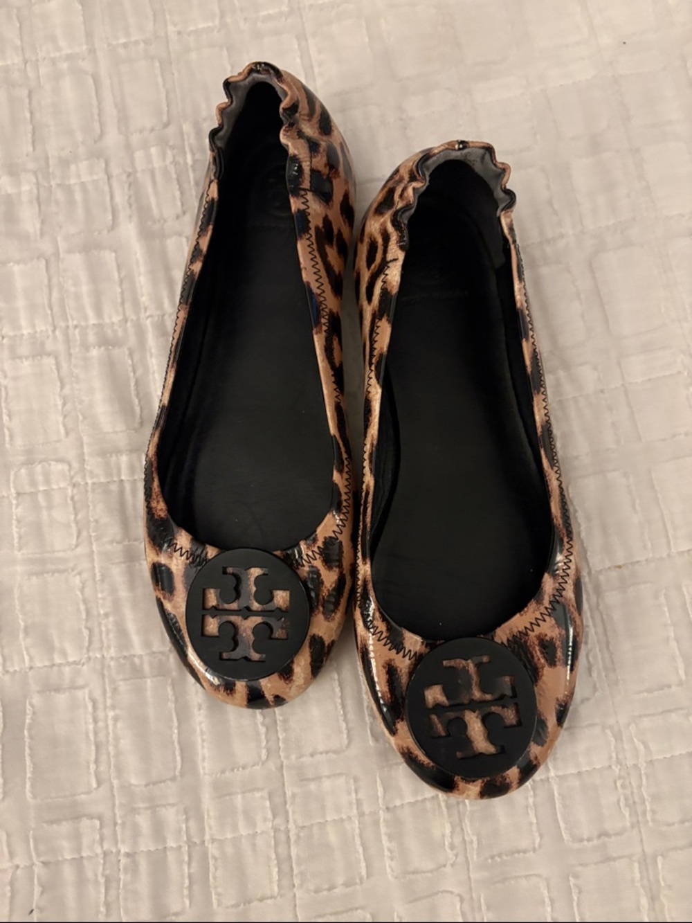 Tory Burch Leopard-Print minnie Ballet Flats - Black & Brown